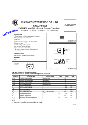 CH867UPNPT Datasheet PDF CHENMKO CO., LTD.