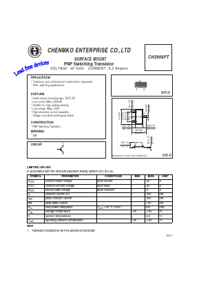 CH3906PT Datasheet PDF CHENMKO CO., LTD.