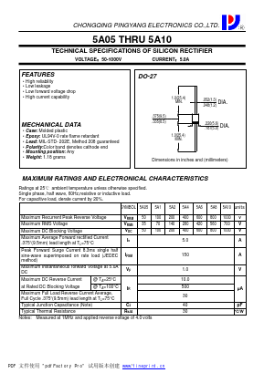 5A10 Datasheet PDF CHONGQING PINGYANG ELECTRONICS CO.,LTD