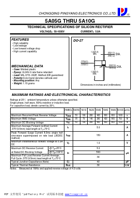 5A1G Datasheet PDF CHONGQING PINGYANG ELECTRONICS CO.,LTD