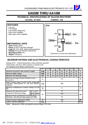6A1M Datasheet PDF CHONGQING PINGYANG ELECTRONICS CO.,LTD