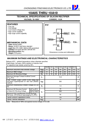 10A6 Datasheet PDF CHONGQING PINGYANG ELECTRONICS CO.,LTD