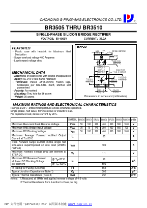 BR358 Datasheet PDF CHONGQING PINGYANG ELECTRONICS CO.,LTD