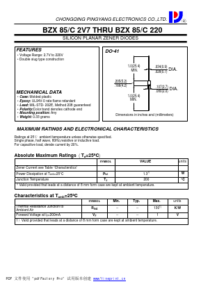 BZX85C39 Datasheet PDF CHONGQING PINGYANG ELECTRONICS CO.,LTD