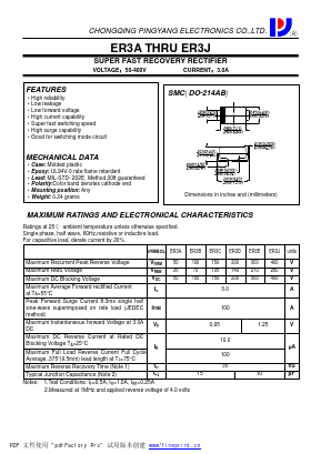 ER3J Datasheet PDF CHONGQING PINGYANG ELECTRONICS CO.,LTD