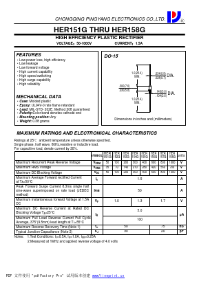 HER152G Datasheet PDF CHONGQING PINGYANG ELECTRONICS CO.,LTD