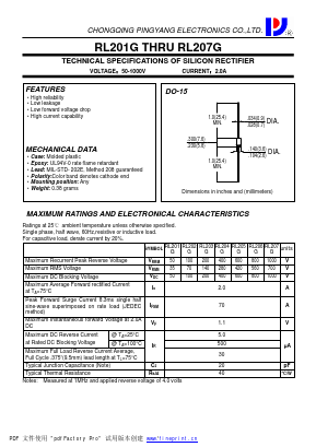 RL204G Datasheet PDF CHONGQING PINGYANG ELECTRONICS CO.,LTD