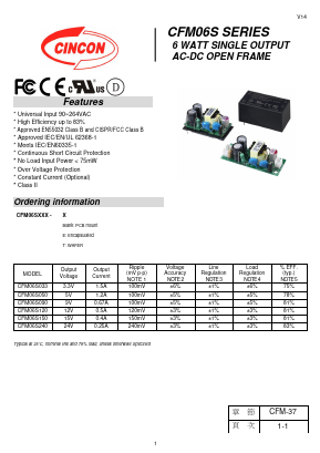 CFM06S240 Datasheet PDF CINCON ELECTRONICS Corporation