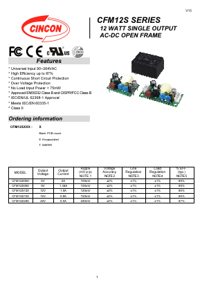 CFM12S050 Datasheet PDF CINCON ELECTRONICS Corporation