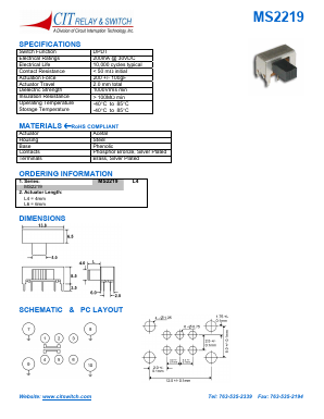 MS2219L4 Datasheet PDF CIT Relay and Switch