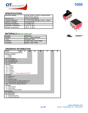 1202D1DQEA Datasheet PDF CIT Relay and Switch