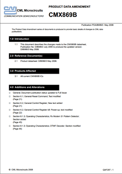 CMX869B Datasheet PDF CML Microsystems Plc