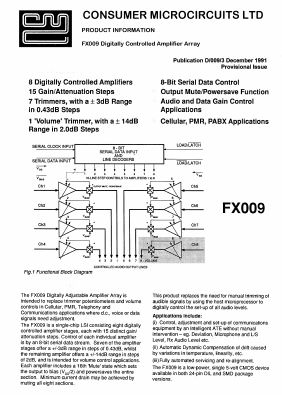 FX009LG Datasheet PDF CML Microsystems Plc