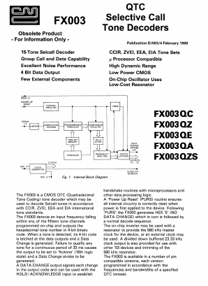 FX003QA Datasheet PDF CML Microsystems Plc