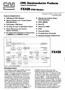 FX439 Datasheet PDF CML Microsystems Plc