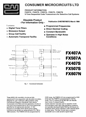FX607N Datasheet PDF CML Microsystems Plc