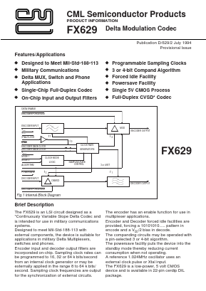 FX629 Datasheet PDF CML Microsystems Plc