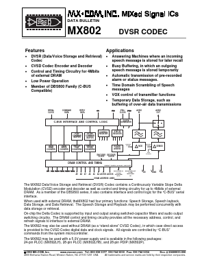 MX802 Datasheet PDF CML Microsystems Plc
