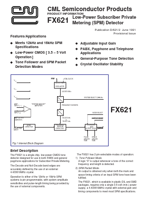FX621 Datasheet PDF CML Microsystems Plc