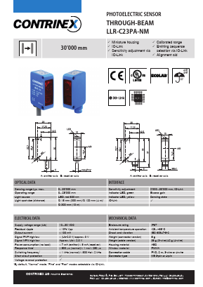 LLR-C23PA-NMK-10B Datasheet PDF Contrinex AG Industrial Electronics
