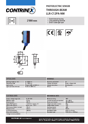 LLR-C12PA-NMV-300 Datasheet PDF Contrinex AG Industrial Electronics