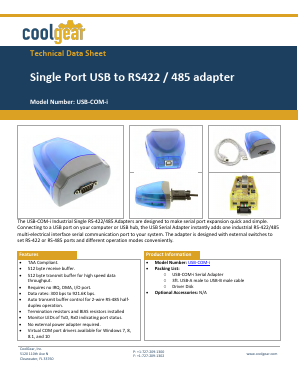 RS485 Datasheet PDF Coolgear Inc.
