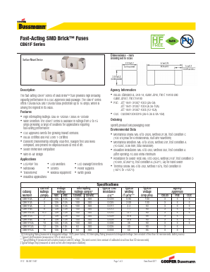 CB61F3A-TR2 Datasheet PDF Cooper Bussmann, Inc.
