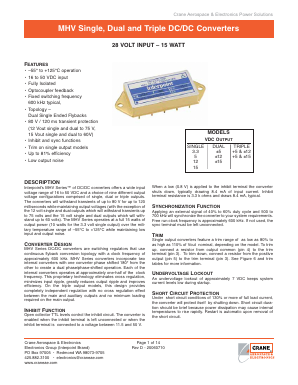 MHV283R3S Datasheet PDF Crane Aerospace and Electronics.
