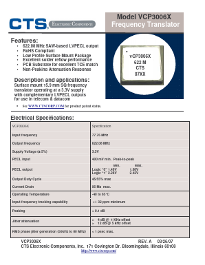 VCP3003A Datasheet PDF CTS Corporation