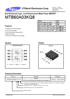 MTB60A03KQ8 Datasheet PDF Cystech Electonics Corp.