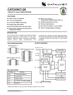 CAT24WC128XI-TE13 Datasheet PDF Catalyst Semiconductor => Onsemi