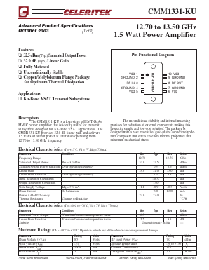 CMM1331-KU Datasheet PDF Celeritek, Inc.