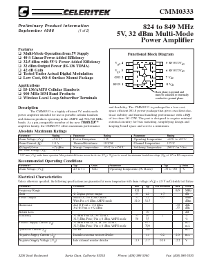 CMM0333 Datasheet PDF Celeritek, Inc.