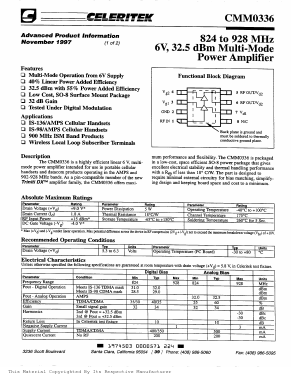 CMM0336-AK Datasheet PDF Celeritek, Inc.