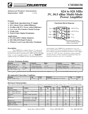 CMM0330-AK Datasheet PDF Celeritek, Inc.