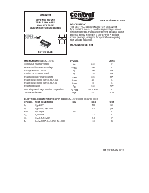 CMXD2004 Datasheet PDF Central Semiconductor