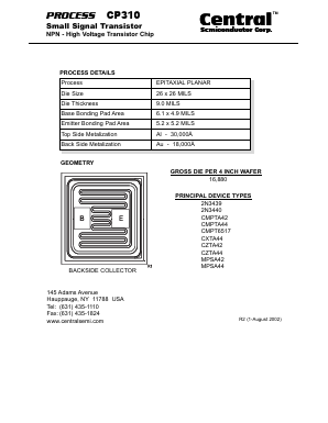 CP310 Datasheet PDF Central Semiconductor