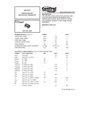 CMUT5551 Datasheet PDF Central Semiconductor