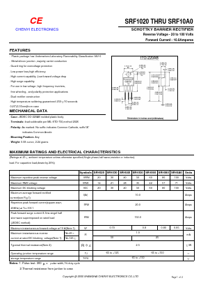 SRF1020 Datasheet PDF CHENG-YI ELECTRONIC CO., LTD.