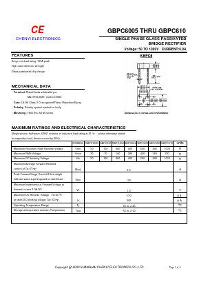 GBPC601 Datasheet PDF CHENG-YI ELECTRONIC CO., LTD.