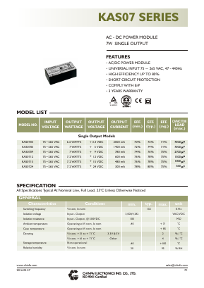 KAS07 Datasheet PDF CHINFA ELECTRONICS