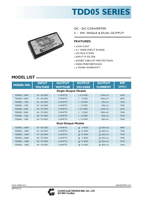 TDD05 Datasheet PDF CHINFA ELECTRONICS