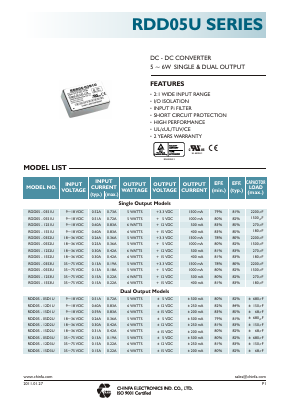 RDD05-03S3U Datasheet PDF CHINFA ELECTRONICS