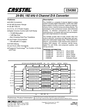 CS4360 Datasheet PDF Cirrus Logic