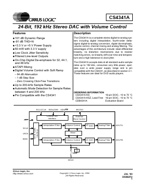 CS4341A-KSZ Datasheet PDF Cirrus Logic