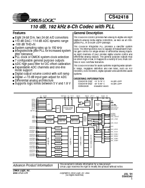 CS42418-DQZ Datasheet PDF Cirrus Logic