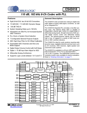 CS42418-DQZ Datasheet PDF Cirrus Logic