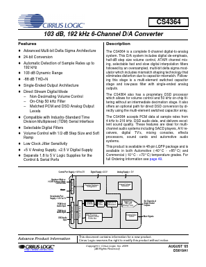 CS4364-DQZR Datasheet PDF Cirrus Logic