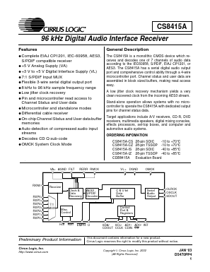 CS8415A-IZ Datasheet PDF Cirrus Logic