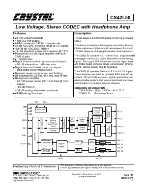 CS42L50-KN Datasheet PDF Cirrus Logic